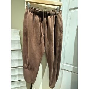 KYOYO Women Brown Fleece Lined Sweatpants Joggers Elastic Waist Pockets